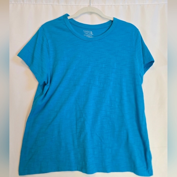 Time and Tru Women's Relaxed Fit Slub T-Shirt Blue XL - Picture 1 of 3